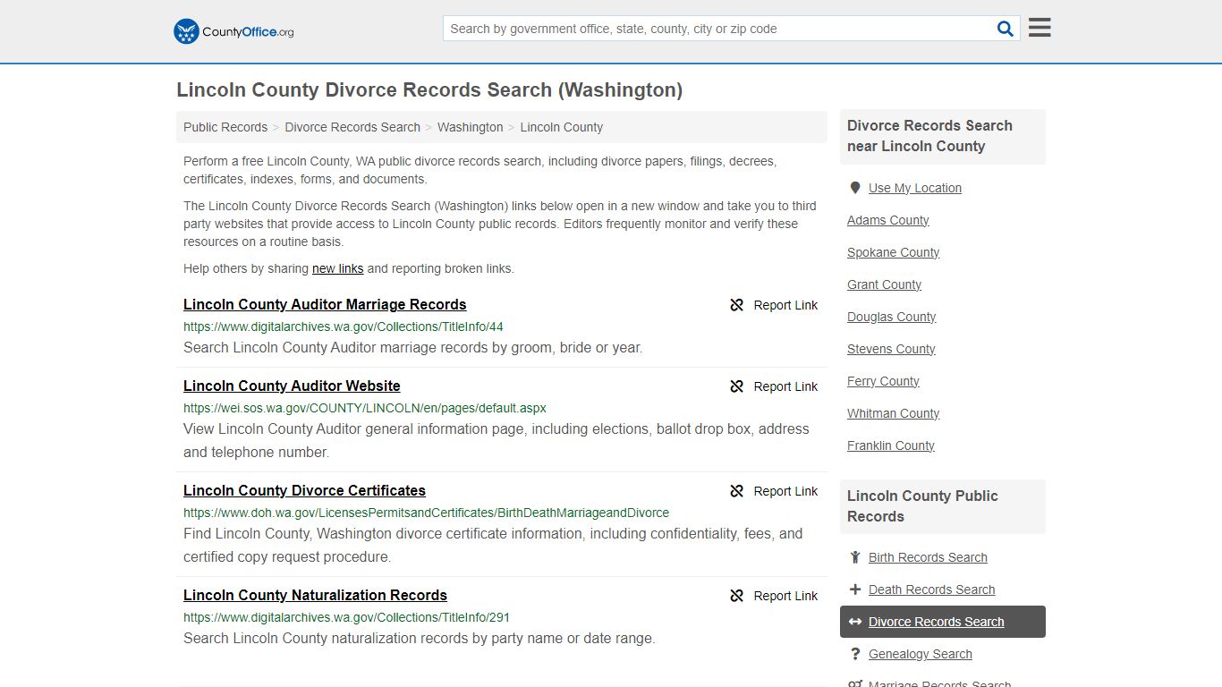 Divorce Records Search - Lincoln County, WA (Divorce Certificates ...